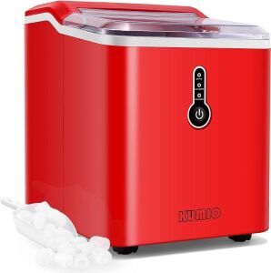 KUMIO Countertop Ice Maker, 26.5 Lbs/24H, 9 Bullet Ice Ready in 6-9 Mins with Ice Scoop and Basket