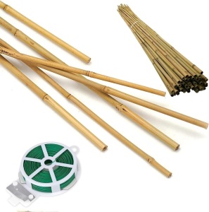 50 Pack 8ft Bamboo Plant Stakes for Wood Garden Sticks，Wooden Plant Supports，Bamboos，Bamboo Trellis