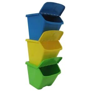 Taurus 30 Gal. Multi-Color Stackable Outdoor Recycling Bin, 3 Pack 