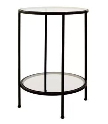 Bella Round Antique Bronze Metal and Glass Accent Table