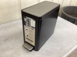 KOHLER 2.5 Gal. Black Stainless Slim Trash Can - Dented on Back 