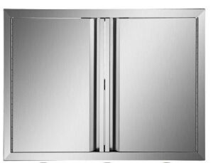 VEVOR BBQ Access Door 24 in. W x 24 in. H Double BBQ Door Stainless Steel with Recessed Handle 