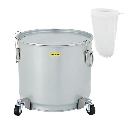 VEVOR 10.6 Gal Coated Carbon Steel Oil Filter Pot with Caster Base, 82 LBS Capacity