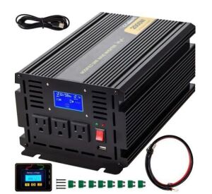 VEVOR Car Power Converter 2000-Watt Modified Sine Wave Inverter DC 12-Volt to AC 120-Volt with LCD Display Remote Controller