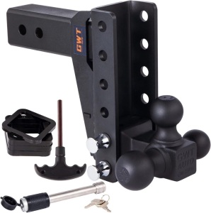 GWTAUTO Adjustable Trailer Hitch, Tri-Ball (1-7/8" x 2" x 2-5/16") Drop Hitch, Fits 2.5-Inch Receiver Only, 7 Inch Drop Hitch,18500 LBS GTW-Class 3 Tow Hitch for Heavy Duty Truck