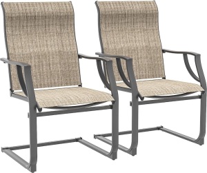 Amopatio Patio Chairs Set of 2, Outdoor Dining Chairs for All Weather, Breathable Garden Outdoor Furniture for Backyard Deck, Brown