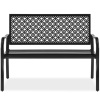 50"(L) x 26"(W) x 33.75"(H) Indoor Outdoor Steel Bench w/ Geometric Backrest, Foot Levelers 