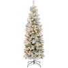 Pre-Lit Snow Flocked Artificial Pencil Christmas Tree 7.5ft