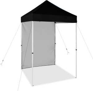 EAGLE PEAK Straight Leg Outdoor Portable Canopy Tent with One Removable Sunwall 5x5, Carry Bag Included, Black