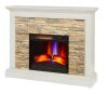 Whittington 50 in. Freestanding Electric Fireplace in Tan with Tan Faux Stone