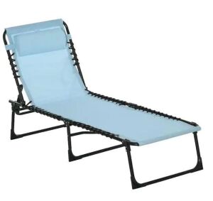 Outsunny Green Metal Outdoor Chaise Lounge with 4-Position Adjustable Backrest