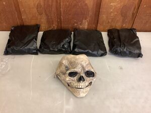 Lot of (5) Skull Mask with Moving Jaw, Adult Size 