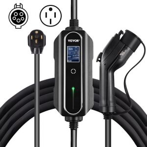 VEVOR Level 2, 32 Amp 110-240V, Portable Electric Vehicle Charger with 25 ft J1772 Charging Cable NEMA 14-50 Plug