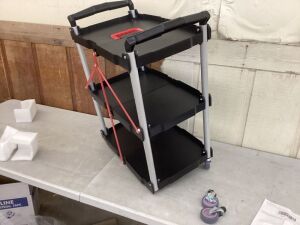 Portable Folding Service Cart - 2 Wheels Broken 