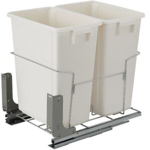 VEVOR 37Qt Double Bins, Under Mount Kitchen Waste Container with Soft-Close Slides, 44 lbs Load Capacity & Door-Mounted Brackets