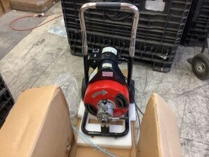 100' x 3/8" 370W Drain Cleaning Machine w/Cutter - Motor Turns, Belt is Off