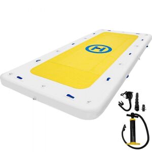 VEVOR Inflatable Dock Floating Platform, 12 x 6 ft, 3-5 Person Capacity, 6 inches Thick, with Hand Pump, Electric Air Pump & Storage Bag