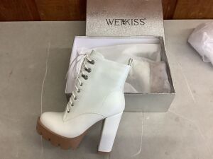 Wetkiss White Platform Lace Up Ankle Boots, Size 6 