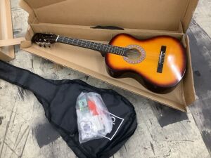 Beginner Acoustic Guitar Set w/ Case, Strap, Digital Tuner, Strings - 38in 