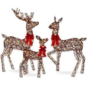 3-Piece Lighted Rattan Deer Family Outdoor Decor Set w/ 360 Lights 