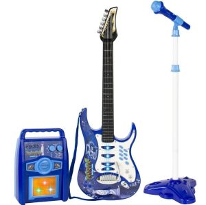 Kids Electric Guitar Toy Play Set w/ 6 Songs, Microphone, Amp 