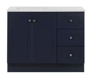 Glacier Bay Bannister 41 in. W x 19 in. D x 35 in. H Single Sink Bath Vanity in Deep Blue with White Cultured Marble Top