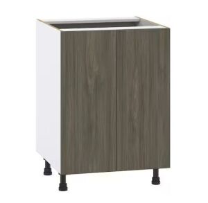 Medora Textured 24 in. W x 34.5 in. H x 24 in. D in Slab Walnut Assembled Base Kitchen Cabinet with 2 Full High Doors