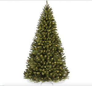 6' Pre-Lit Artificial Spruce Christmas Tree w/ Foldable Metal Base 