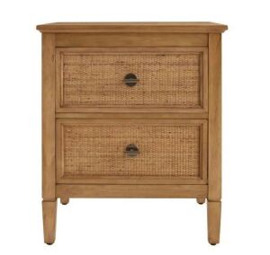 Marsden Patina Wood Finish 2-Drawer Cane Nightstand