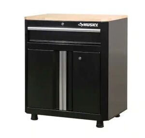 Husky Ready-to-Assemble 24-Gauge Steel 1-Drawer 2-Door Garage Base Cabinet in Black