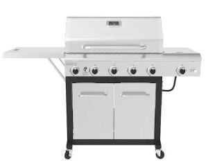 Nexgrill 5-Burner Propane Gas Grill in Stainless Steel with Side Burner and Foldable Side Shelf