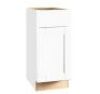 Hampton Bay Shaker 15 in. W x 24 in. D x 34.5 in. H Assembled Base Kitchen Cabinet in Satin White with Ball-Bearing Drawer Glides
