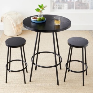 3-Piece Bistro Set Modern Round Counter Height Dining Set w/ 2 Stools 24.5"(Dia) x 35.75"(H)