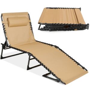 Portable Patio Chaise Lounge Chair Outdoor Recliner w/ Pillow 