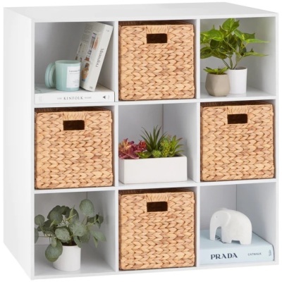 36"(L) x 11.5"(W) x 36"(H) 9-Cube Bookshelf Storage Display w/ 3 Removable Panels, Customizable Design