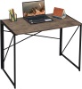 Coavas Folding Desk No Assembly Required, 39.4 inch Writing Computer Desk Space Saving Foldable Table Simple Home Office Desk,Brown