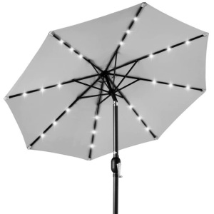 Solar LED Lighted Patio Umbrella w/ Tilt Adjustment, UV-Resistance - 10ft