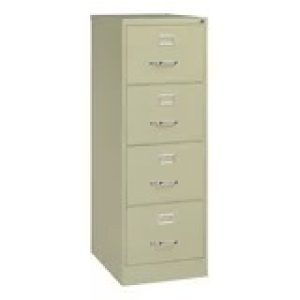 Hirsh 25" Deep 4 Drawer Legal Width Metal Vertical File Cabinet, Commercial Grade, Putty