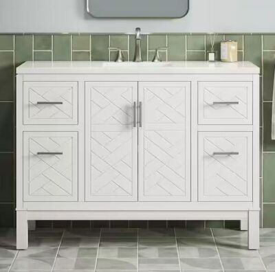 KOHLER Accra 48 in. W x 19.23 in. D x 36.14 in. H Bathroom Vanity in White with Pure White Top