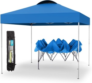 PHI VILLA Outdoor Pop up Canopy 10'x10' Tent Camping Sun Shelter-Series Party Tent, 100 Sq. Ft of Shade (Blue)