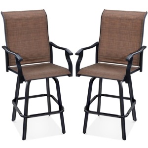 Set of 2 Swivel Barstools w/ 360 Rotation, All-Weather Mesh