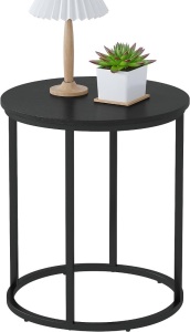 Yusong Round End Table, 20" Accent Small Side Table Nightstand Modern Bedside Table for Living Room Bedroom Office Small Spaces,Black