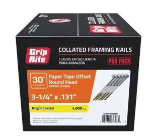 Grip-Rite 3-1/4 in. x 0.131 in 30° Paper Bright Coated Smooth Shank Round Head Nails (4,000 - Per Box)