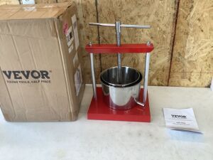 VEVOR Fruit Wine Press, 1.6 Gallon, 2 Stainless Steel Barrels, Manual Juice Maker with T-Handle