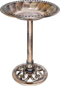 VIVOHOME 28 Inch Height Polyresin Lightweight Antique Outdoor Garden Bird Bath