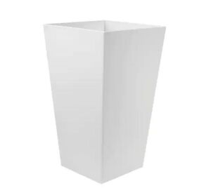 Lot of (2) Bloem Finley Tall Tapered Square Resin Planter 20 in. Casper White