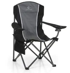 Oversized Foldable Black Camping Chair With Heavy-Duty Steel Frame