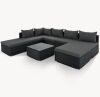 Polibi Black 8-Pieces Patio Wicker Outdoor Conversation Sets with Gray Cushions