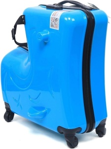 20" Suitcase Children Scooter Wheel Luggage Kid Riding Suitcase Funny Suitcase Luggage Travel Fashionable Appearance Rideable (Blue-20")