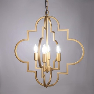 Wellmet Orb Chandelier Lighting Gold 4-Light, Candle Style Geometric Dining Room Light Fixtures Hanging Foyer, Entryway, Hallway, Dining Room and Living